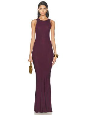 Atlein Sleeveless Bias Long Dress in Coa Lie De Vin